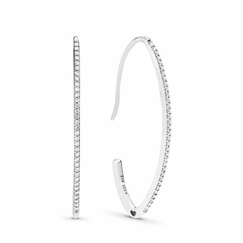 Pandora Australia Oval Sparkle Hoop Earrings - Sterling Silver | RPHCLV062